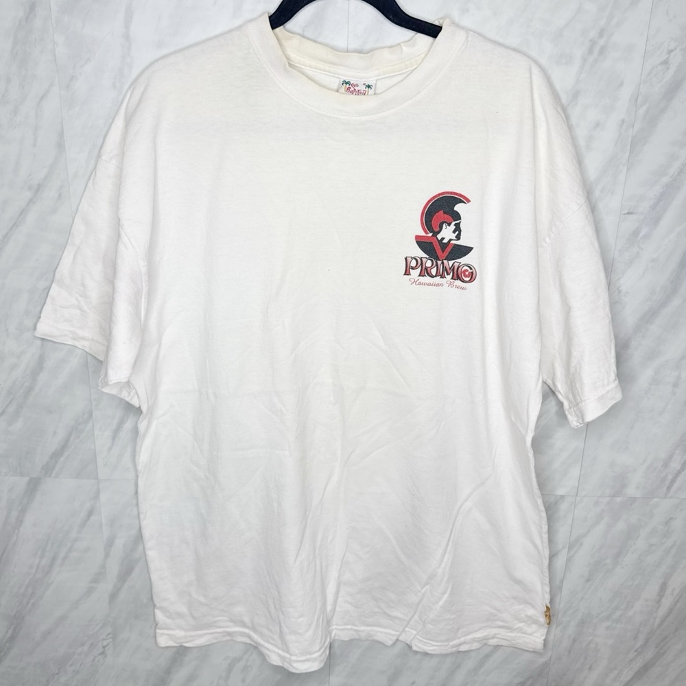 Vintage Primo Hawaiian Brew White Graphic Tee Large